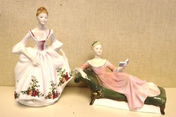 Vintage Royal Doulton Porcelain Figurines HN3221 Country Rose Modeled By Peggy Dairies And Repose HN2272