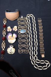 Costume Jewelry Featuring Bracelets, Ladies Watch, And Weiss Pansy, Earring And Pin Set