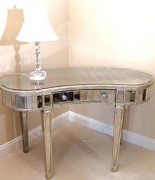 Glamorous Hollywood Regency Style Mirrored Vanity Table Or Desk