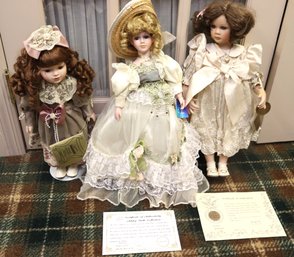 Three Vintage Collectable Bisque Head Dolls From Kingstate & Thomas Mann.
