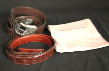 Barry Kieselstein Cord Leather Belt With Sterling Silver Buckle, And Additional Belt.