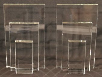 Art Deco Style Clear Glass Bookends