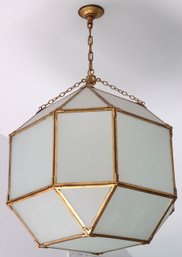 Visual Comfort Studio Morrison Pendant Large, Gilded Lantern With Frosted Glass