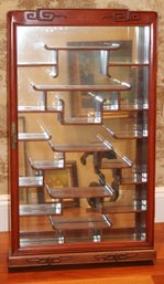 Asian Style Shadow Box Display Cabinet With Mirrored Back