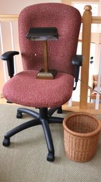 Lamp & Wicker Ergonomic Swiveling Office Chair, Bankers Basket