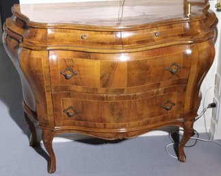 Antique Italian Olive Wood Bombe Commode/chest Of Drawers