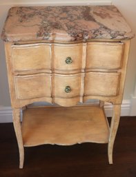 Cute Little Vintage Wood John Widdicombe Chest With A Beveled Marble Top