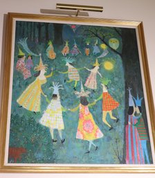 Large Performing Art/Folk Art Style Painting Measures Approximately 48 X 55 Inches