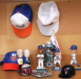 Lot Of Baseball Sports Collectibles With Mets Bobbleheads, Caps, Beer Stein & More