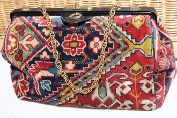 Morris Moskowitz Vintage Carpet Pattern Doctors Bag With Chain Handle