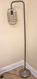 Industrial Metal Floor Lamp With Caged Bulb Approx.