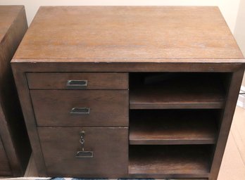 Bassett Furniture Ceruse Oak Cabinet Bookcase With File Cabinet Drawer
