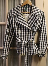 Ralph Lauren Black And White Plaid Double Breasted Ladies Jacket With Belt