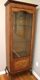 Quality Stenciled Display Cabinet With Glass Doors & Light, This Is A Great Little Cabinet For Displaying
