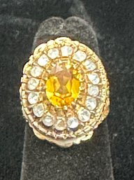 14K CITRINE RING WITH FLUORITE ACCENT STONES SIZE 3