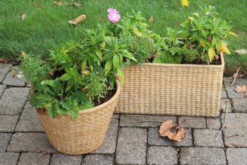 Outdoor Resin Planters In The Style Of Wicker