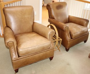 Pair Of Vintage Leather Club Chairs Classy & Comfortable