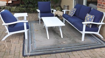 5-piece Outdoor Patio Set By Allen And Roth Includes 2 Chairs, Cocktail Table, Side Table, Cushions