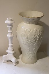 Large Lenox Vase Includes A Decorative Candlestick Made In Italy
