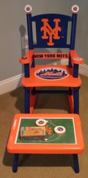 Kids NY Mets Rocking Chair & Footstool With Built In Chalk Board