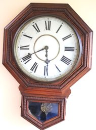 Vintage Waterbury Clock With Tin Face Includes Key