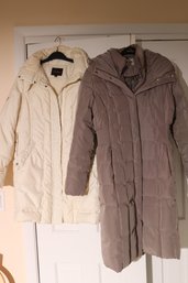 White Ladies Cole Hahn Winter Coat, And Cole Hahn Taupe Coat Both Size M