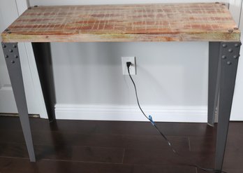 Modern Rustic Industrial Style Console Table With Rivet And Bolt Accents