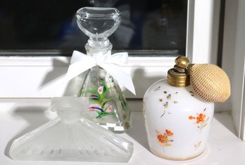 Perfume Bottles Includes MMA 1986, Hand Painted Bottle From Robin Lisa And Painted Bottle With Pump Spray