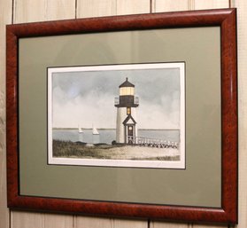 Framed Lithograph Harbor Light 61/300 Numbered And Signed By The Artist