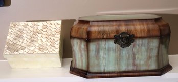 Two Decorative Storage / Jewelry Boxes, One With Mother Of Pearl.