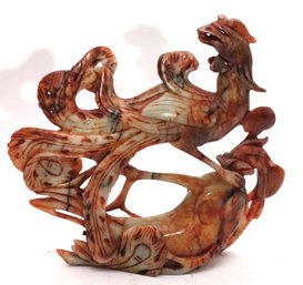 Soapstone Carving Of Phoenix Bird With Beautiful Veining Throughout