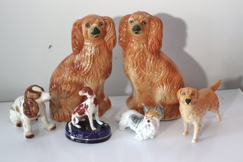 Lot Of Tall Staffordshire Dogs With Assortment Of 4 Others