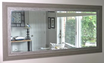 Large Grey Farm Style Wall Mirror With A Beveled Edge Approximately 66 X 32 Inches