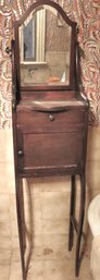 Antique Mahogany Wood Shaving Stand With Mirror