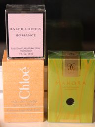 LIke New-Majors Gurlain Paris 1oz, Ralph Lauren Romance 1oz And Chloe Parfums Lagerfeld Paris 1.7 Oz