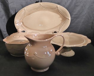 Group Of 4 Juliska Berry And Thread Serving Pieces In Cappuccino Brown