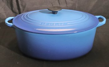 Large Blue La Creuset Enamel Iron Cooking Pot With Lid 15.
