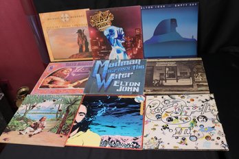 Lot Of 9 Vintage Record Albums With Led Zeppelin And Elton John, And Others.