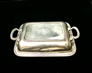 TIFFANY AND CO SMALL STERLING BUTTER DISH WITH MONOGRAMMED LID