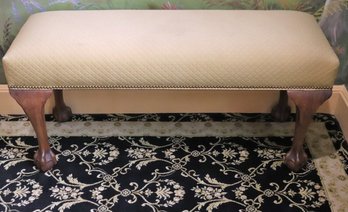 Claw Foot Bench With Nail Head Trim Details With A Textured Diamond Pattern Linen