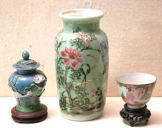 Collection Of Vintage Asian Miniatures Includes A Vase