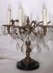 Pair Of Vintage Brass Candelabra Lamps With 5 Lights