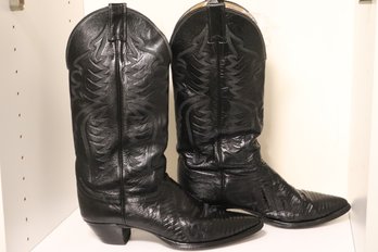 Justin Black Leather Wonens  Cowboy Boots Size 9D