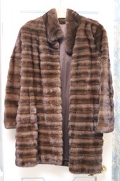 Fine Brown Mink Fur Coat With Satin Liner Approx. Size 4-6 Small