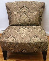 Ethan Allen Armless Slipper Chair With Custom Damask Style Fabric Includes Matching Accent Pillow