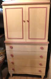 Cute Solid Wood 70s Style Chest With Painted Purple Edges And Knape And Vought Hanging System