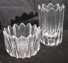 Two Orrefors Fleur Swedish Crystal Vases,
