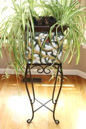 Ornate Wrought Aluminum Planter Basket With Stand