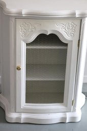 Nice French Style Three Shelf Cabinet With Carved Chicken Wire Doors
