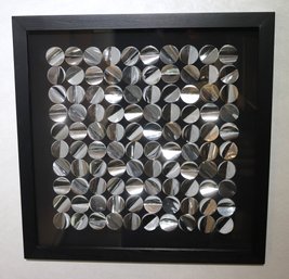 Contemporary Silver Foil Cut Circles Artwork In Black Shadow Box Frame